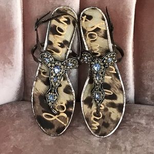 SAM EDELMAN CRYSTAL EMBELLISHED SANDALS, size 8.5